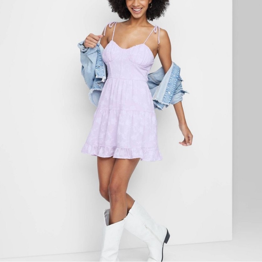 Lavender Wild Fable Women's Sweetheart Neckline Satin Mini Slip Dress